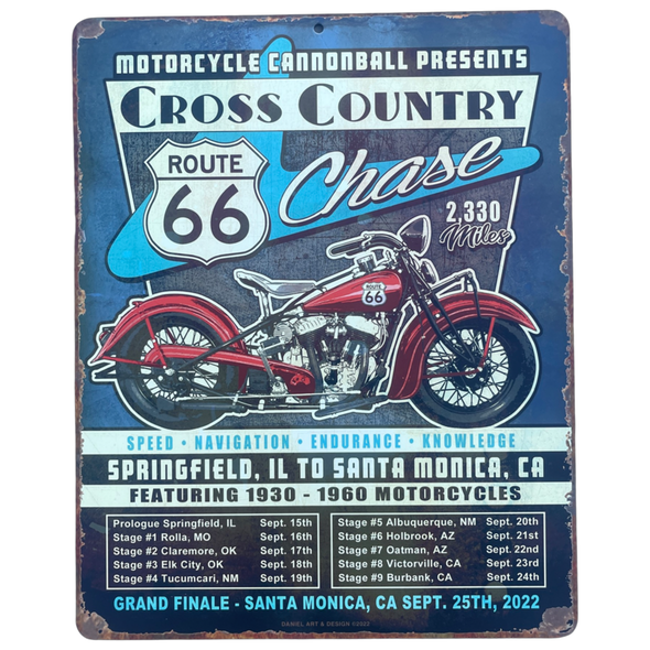 2022 "Route 66 Art Deco Indian" Limited Edition Metal Sign 12"x15"
