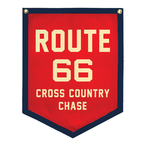 2022 Cross Country Chase "Route 66" Handmade Wool Banner 18" x 18"